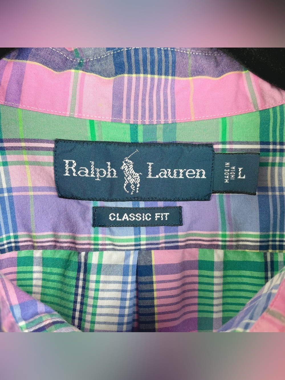 Ralph Lauren Men's Large Pastel Madras Plaid Classic Fix Button Down Shirt Oxfor - Picture 4 of 16